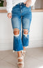 Zenana High Waist Distressed Wide Leg Cropped Denim Jeans