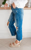 Zenana High Waist Distressed Wide Leg Cropped Denim Jeans