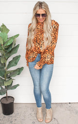 Rust Leopard Long Sleeve Top - Final Sale