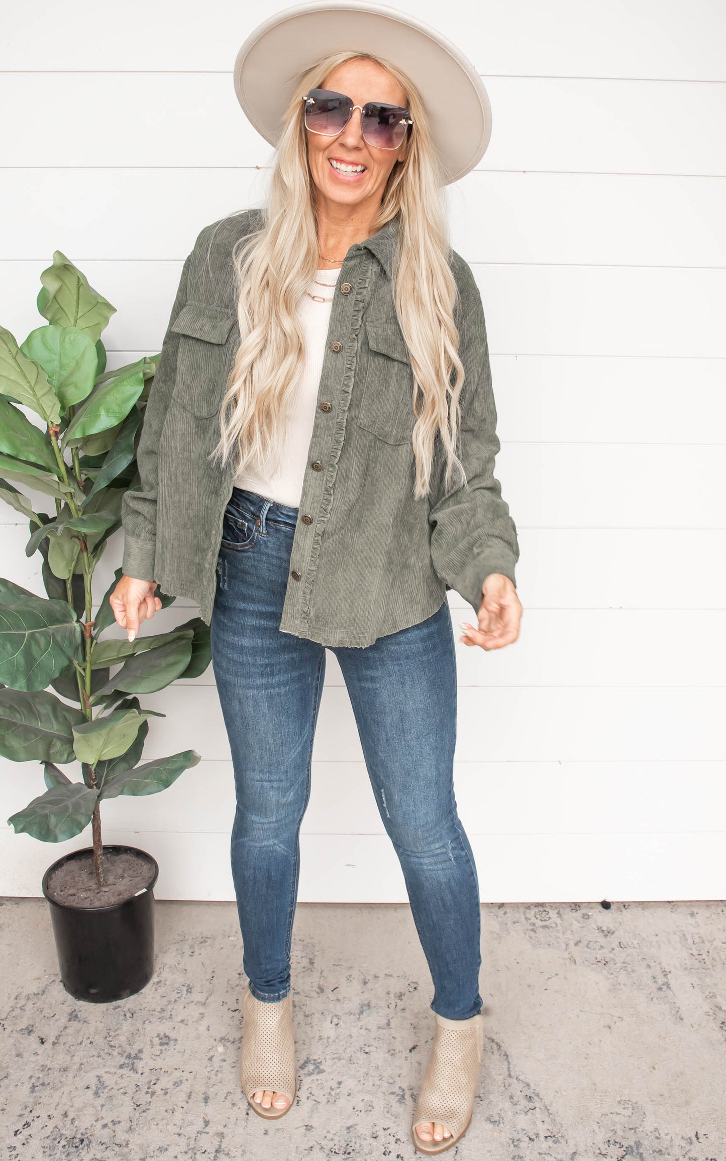 As You Were Olive Button Up Top - Final Sale