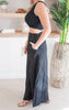 Black One Shoulder Smocked Top And Pants Set - Final Sale