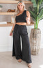 Black One Shoulder Smocked Top And Pants Set