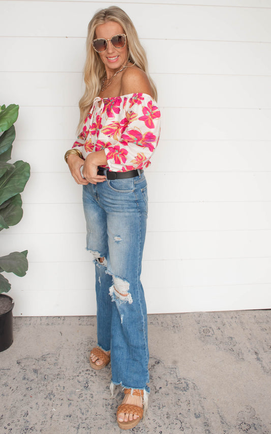 Be Bold Floral Off the Shoulder Top