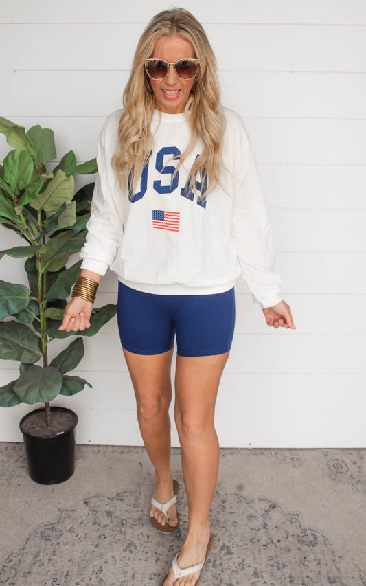 USA Flag Printed Long Sleeve Top