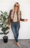 Vegan Leather Biker Jacket - Camel