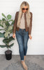 Vegan Leather Biker Jacket - Camel