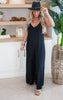 Black Sleeveless V-Neck Jumpsuit - Final Sale