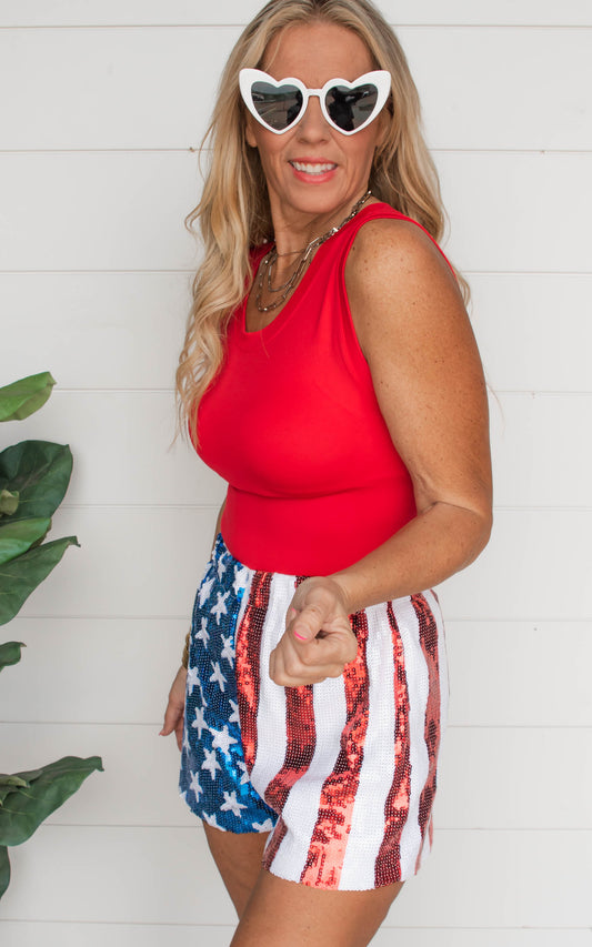 American Flag Sequin Short