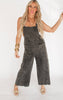 Black Mineral Wash Overalls* - Final Sale