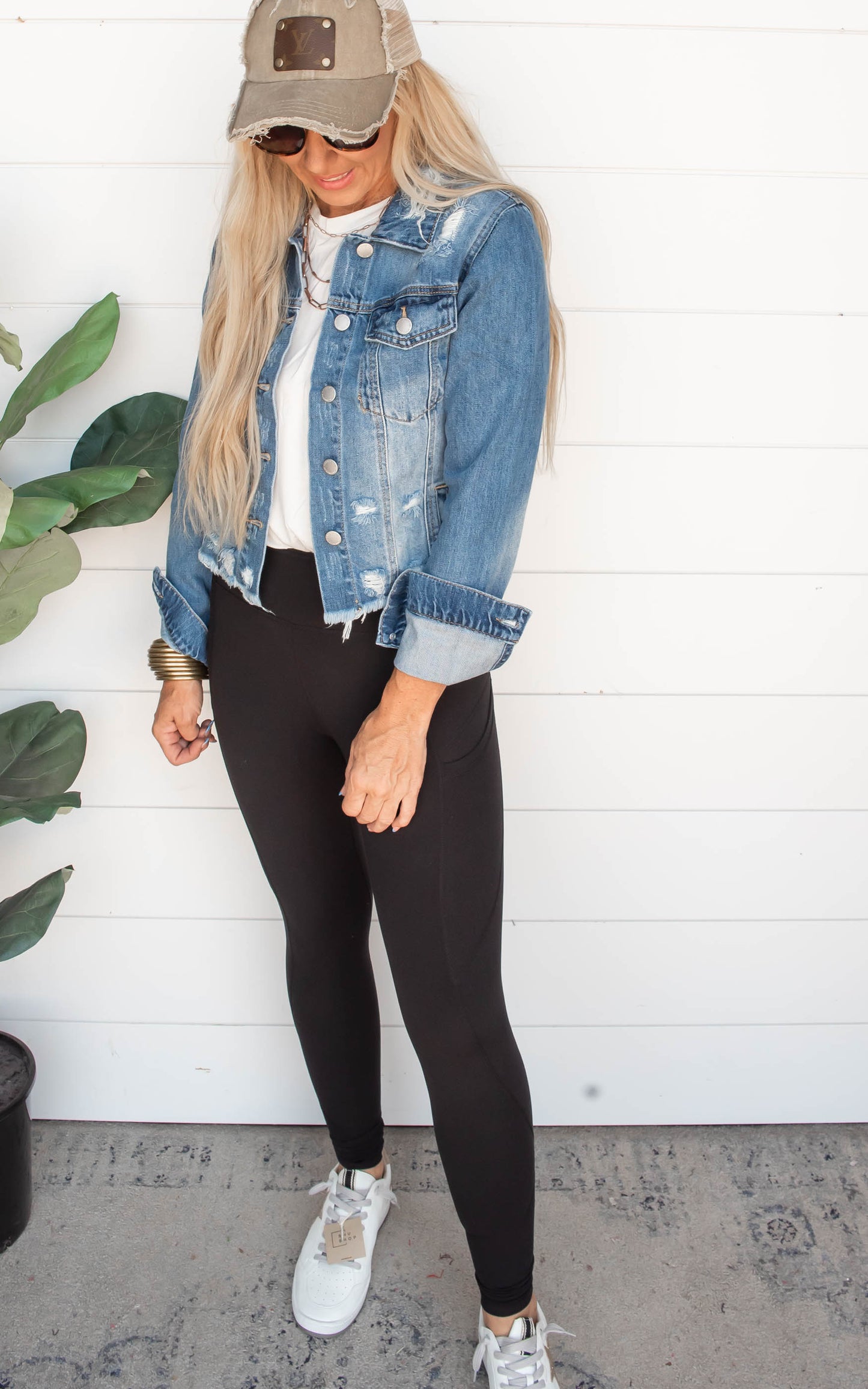 Shirring Sleeve Crop Denim Jacket