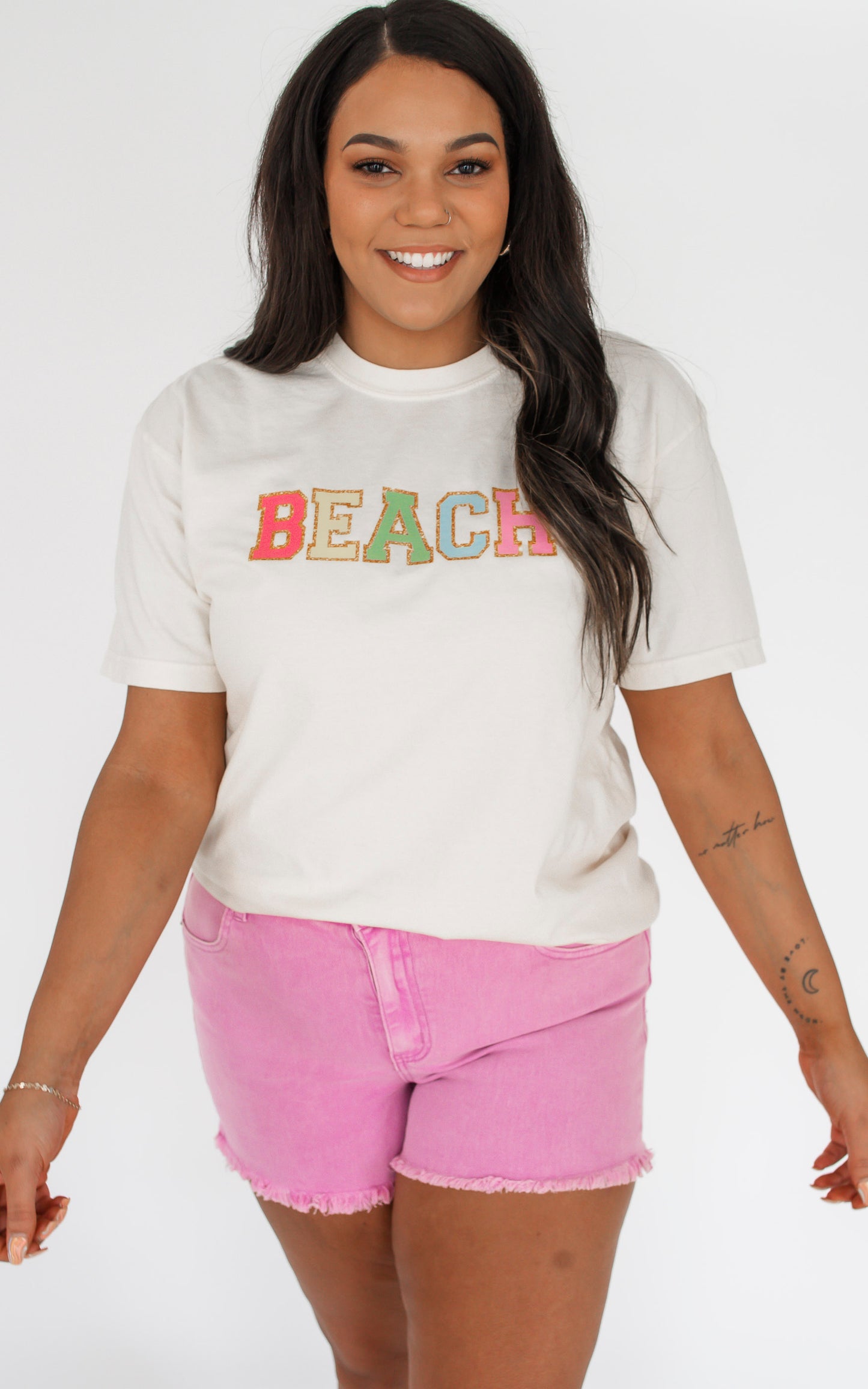 Rainbow Beach Garment Dyed Graphic T-shirt | Cream