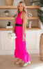 Fuchsia Air Flow Halter Neck Maxi Dress