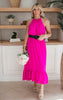 Fuchsia Air Flow Halter Neck Maxi Dress