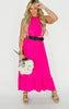 Fuchsia Air Flow Halter Neck Maxi Dress