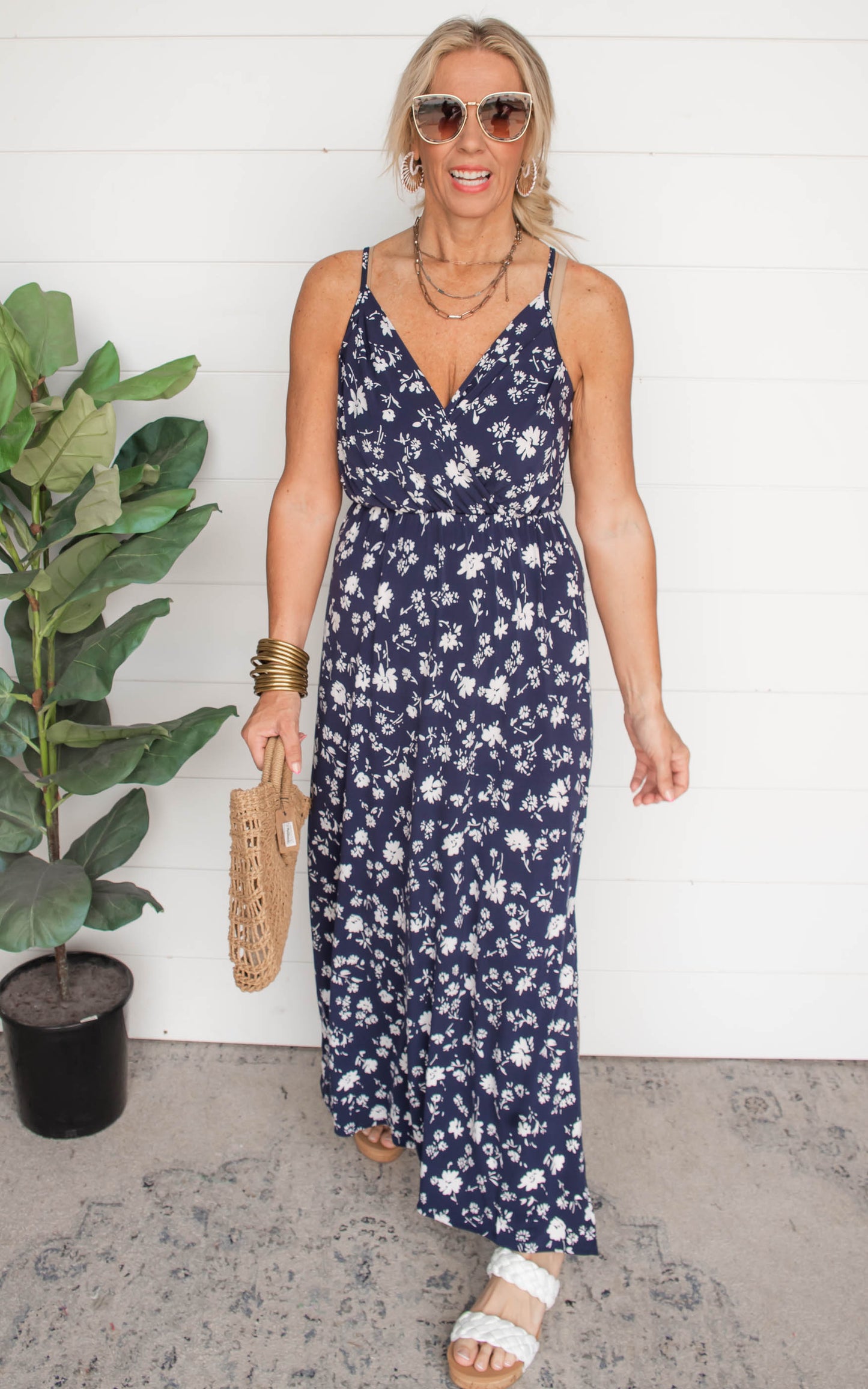 navy surplice maxi dress 