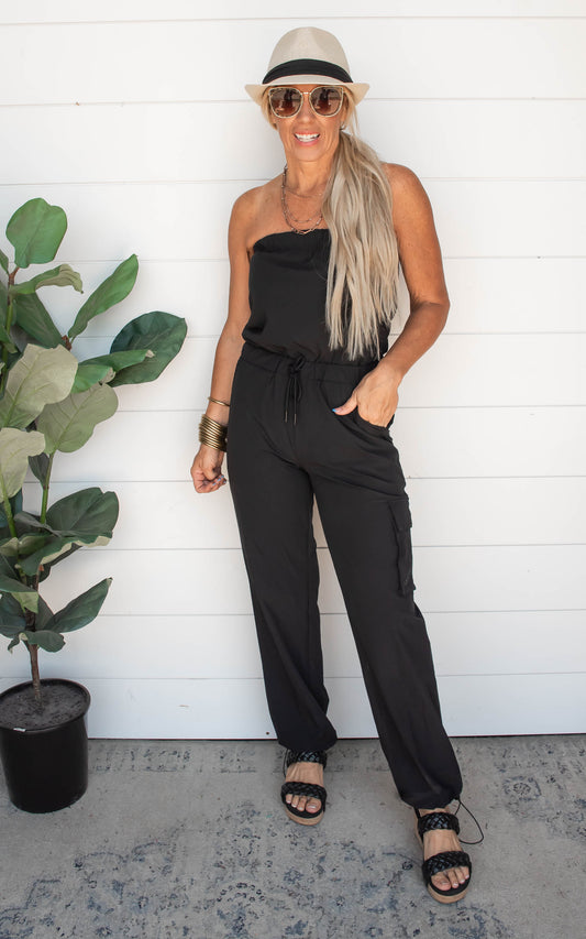 Black Strapless Romper - Mono B