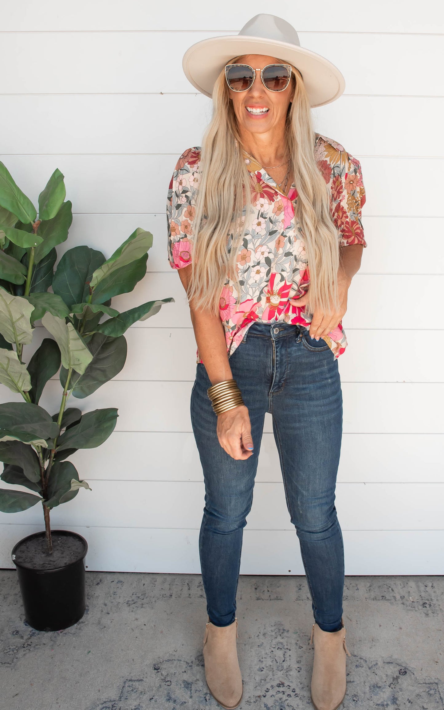 Floral Short Sleeve Blouse