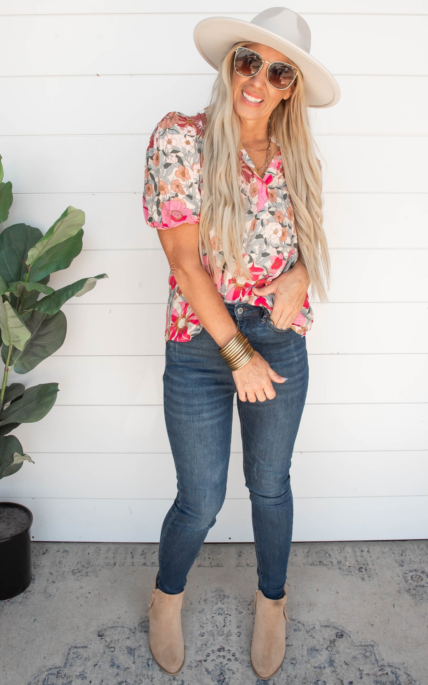 Floral Short Sleeve Blouse