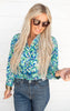 Go For It Abstract Button Down Blouse - Blue