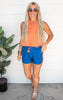 Everyday Shorts - Blue & Orange Drawstring Shorts - Final Sale