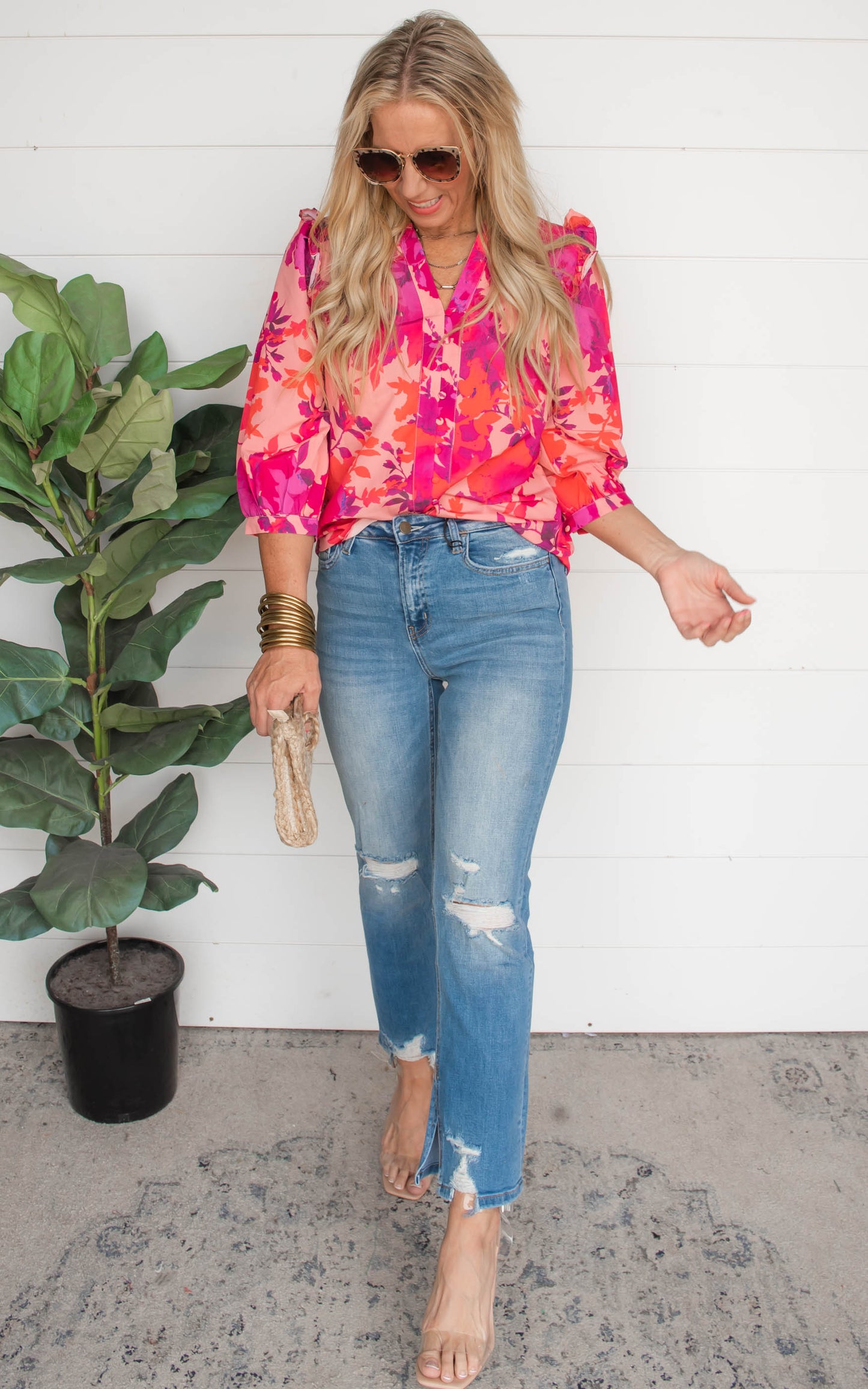 Fuchsia Floral Blouse