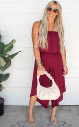 Ready for It Strapless Jumpsuit | Wine