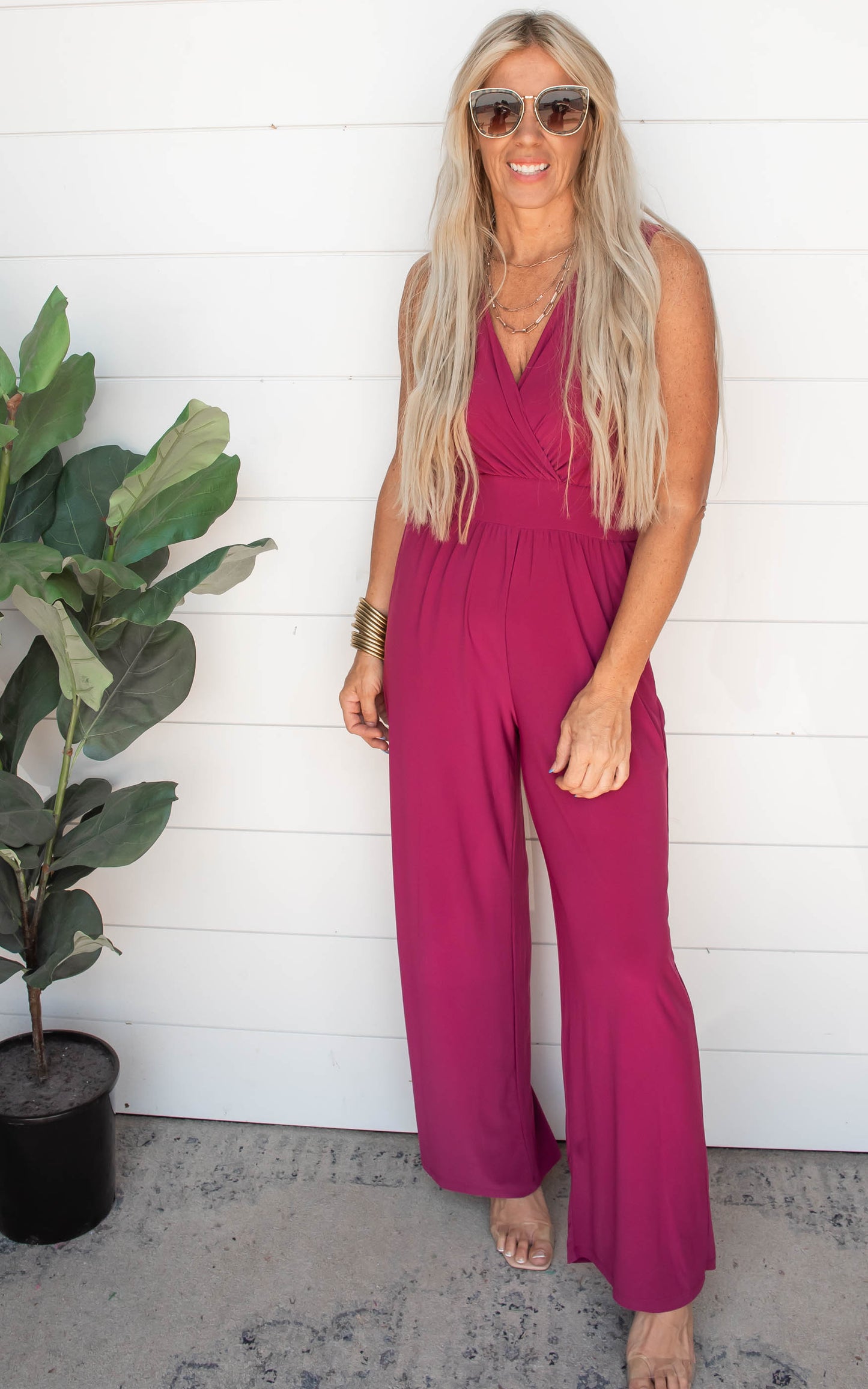 Berry V-Neck Jumpsuit | Gilli