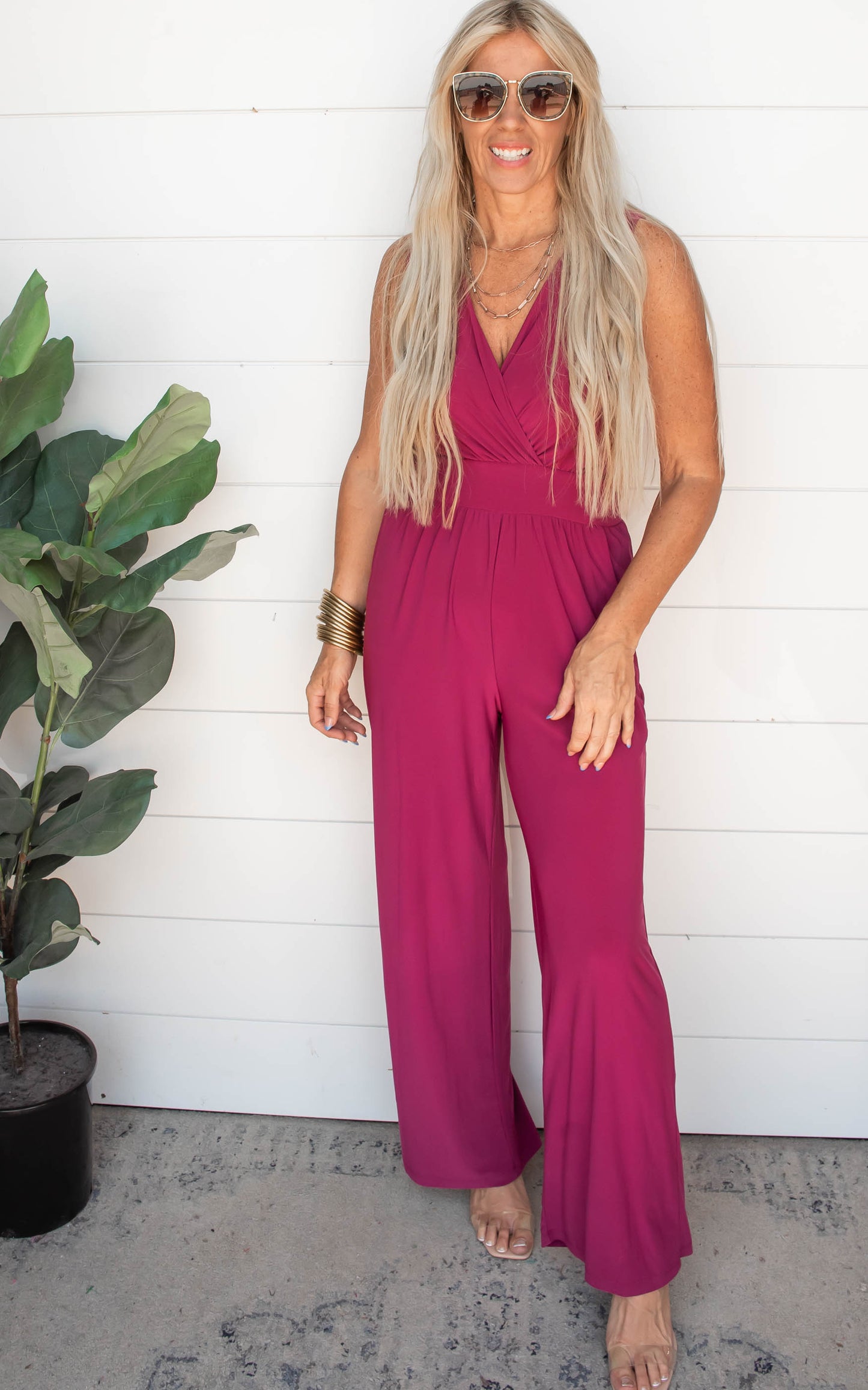 Berry V-Neck Jumpsuit | Gilli