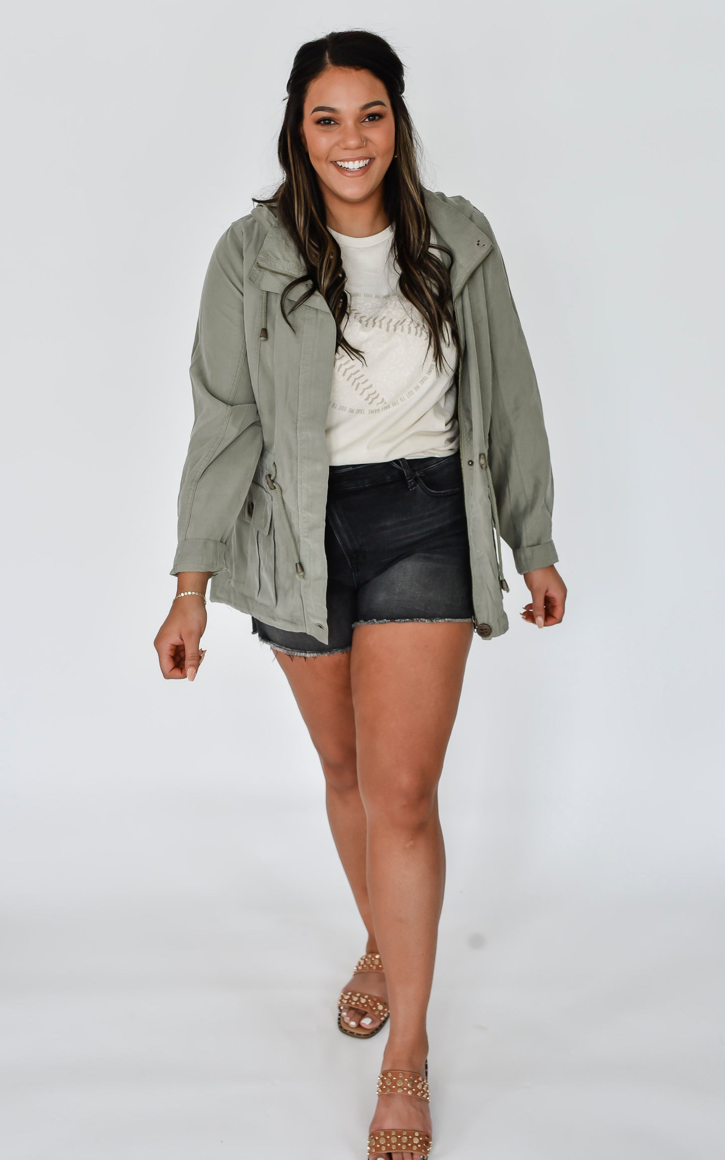 Hooded Anorak Jacket With Cargo Pockets