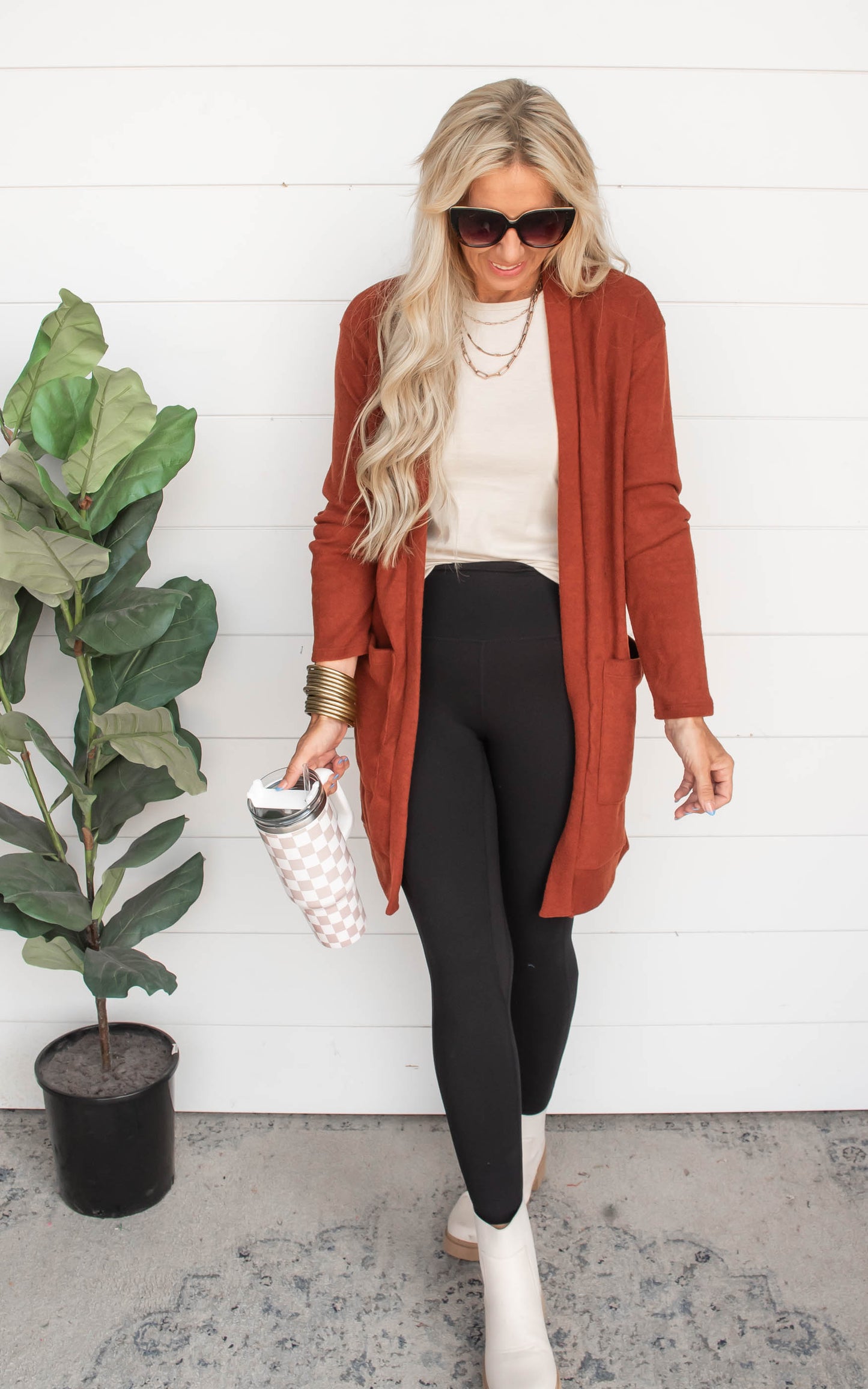 Brushed Knit Long Cardigan