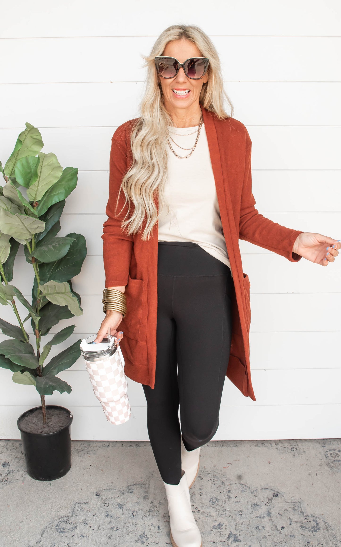 Spice Brushed Knit Long Cardigan