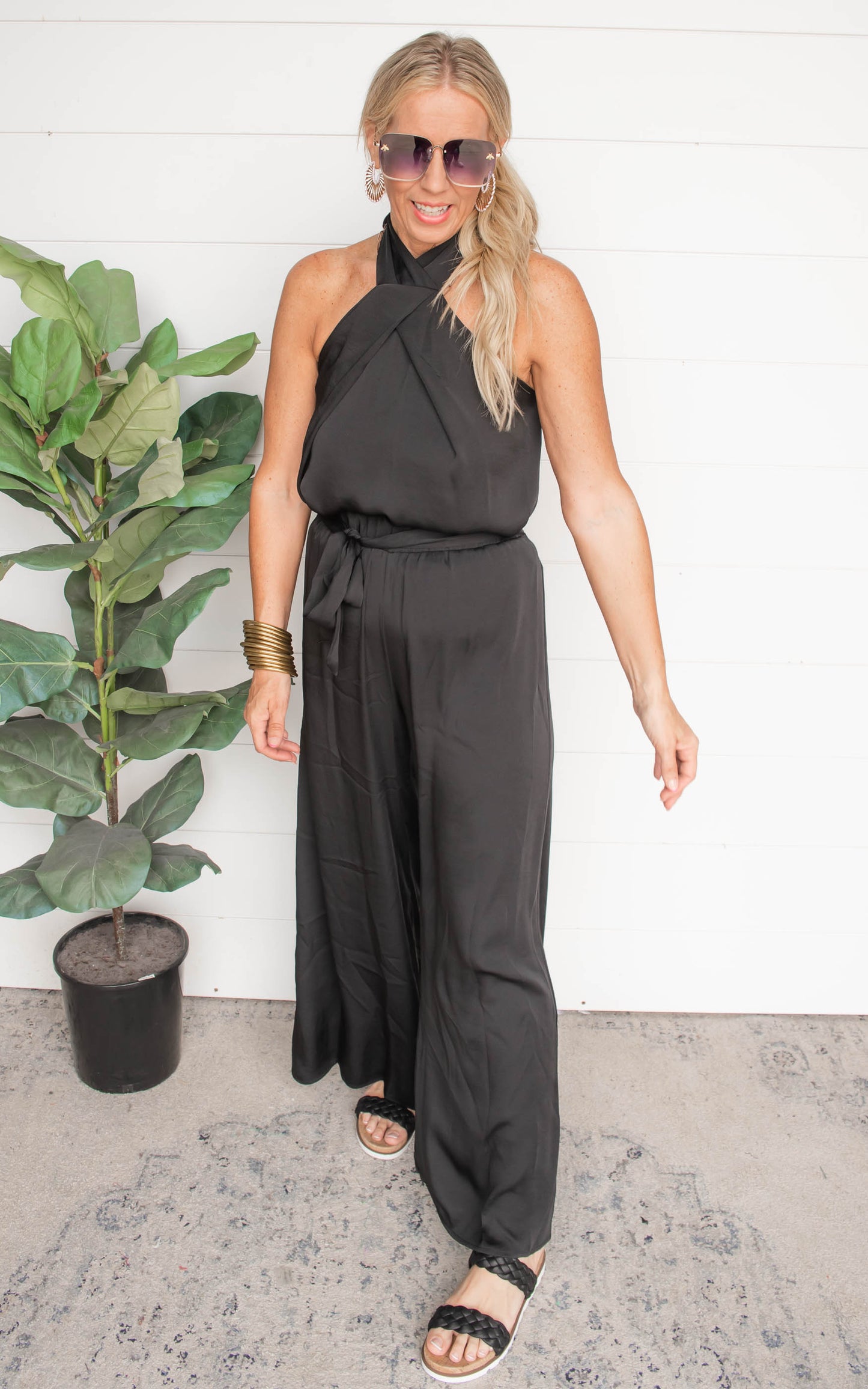 Silky Wide Leg Pants Black