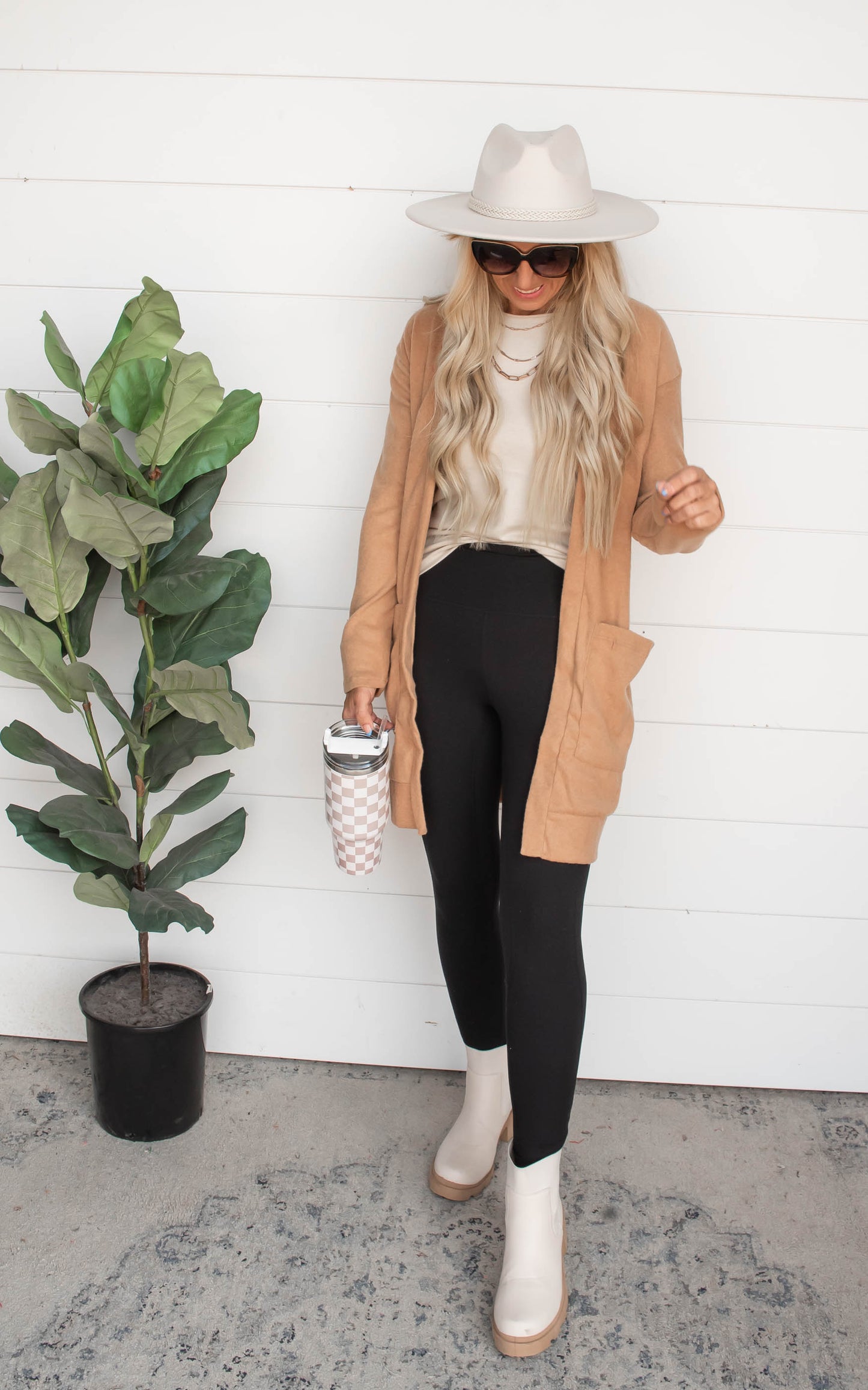 Camel Brushed knit cardigan 