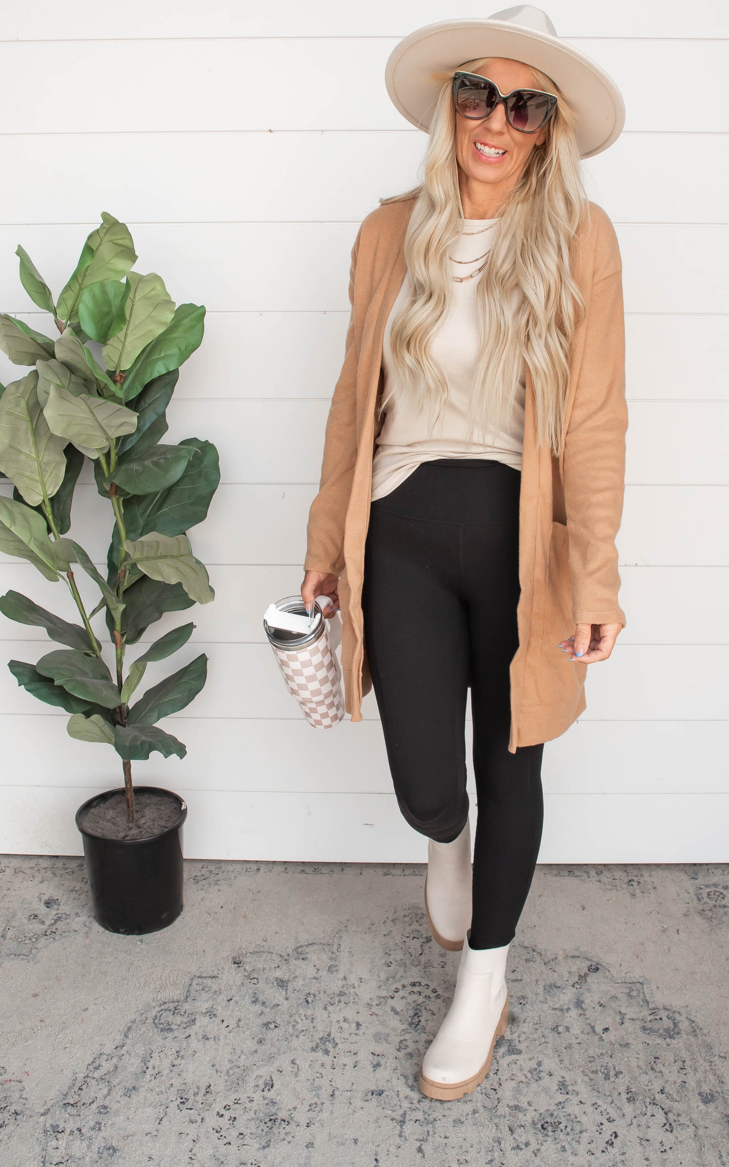 brushed camel cardigan 