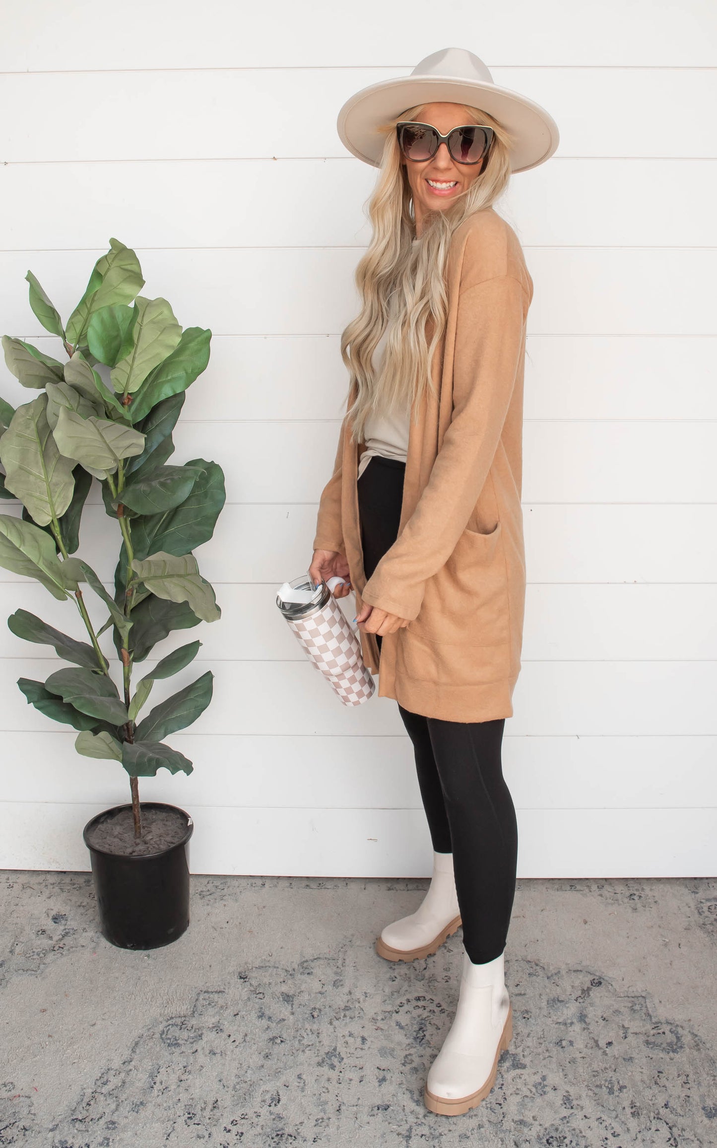 Brushed Knit Long Cardigan