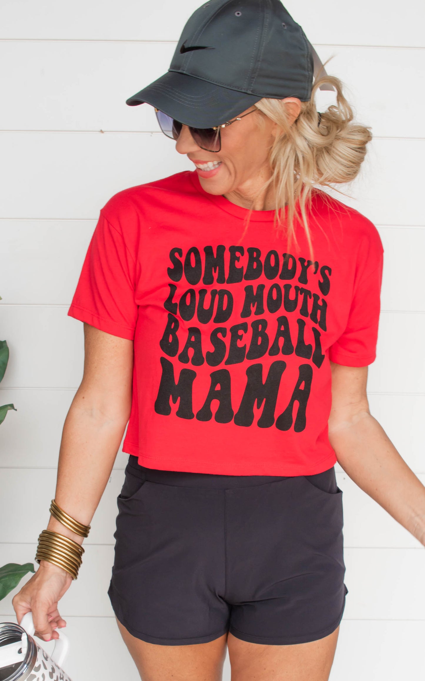 Somebody's Loud Mouth Baseball Mama Cropped Tee