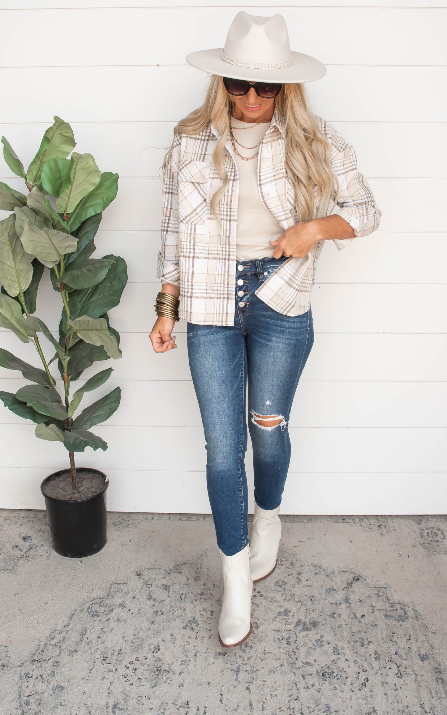 Autumn Calling Plaid Flannel Button Up Shacket