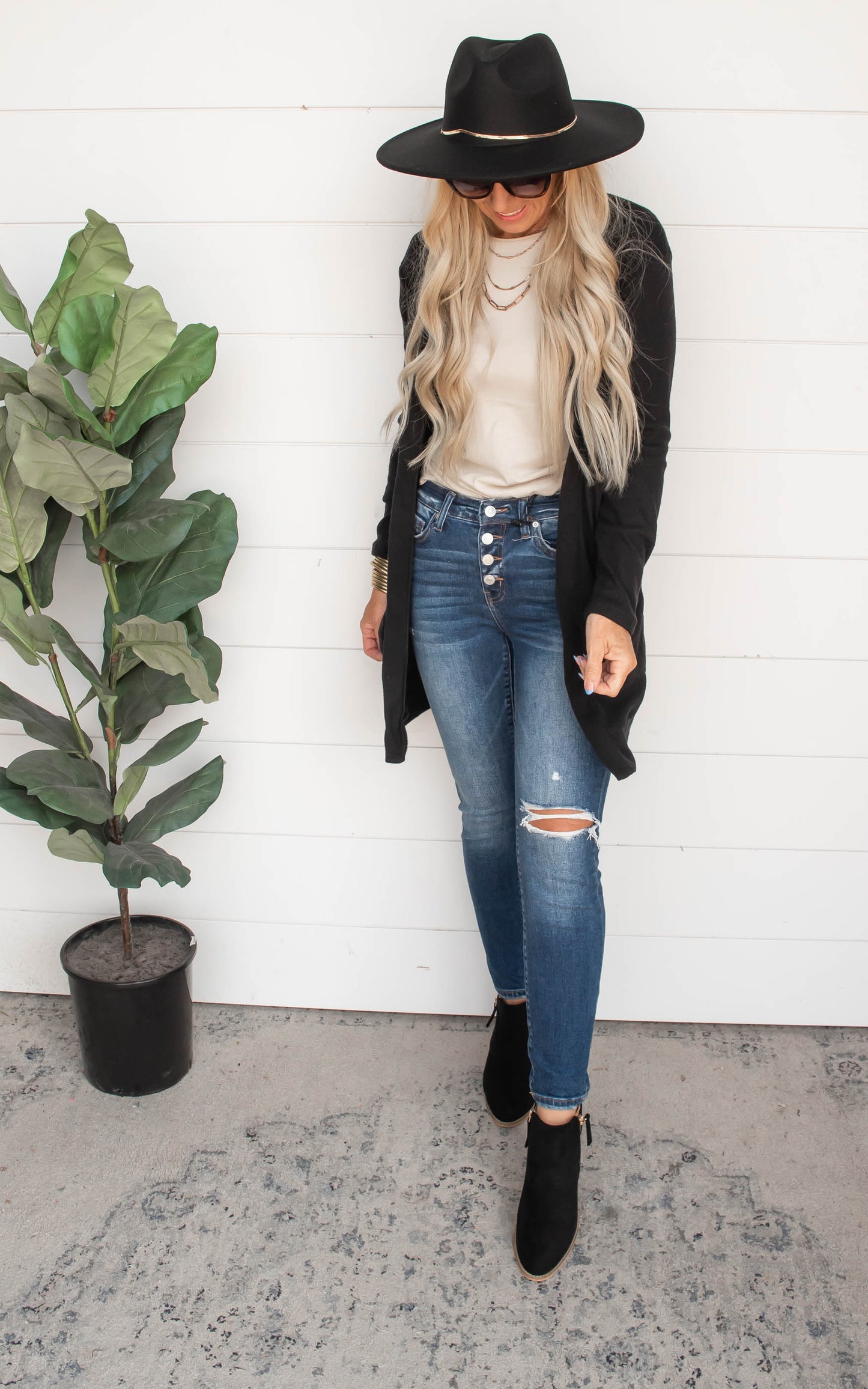 Brushed Knit Long Cardigan