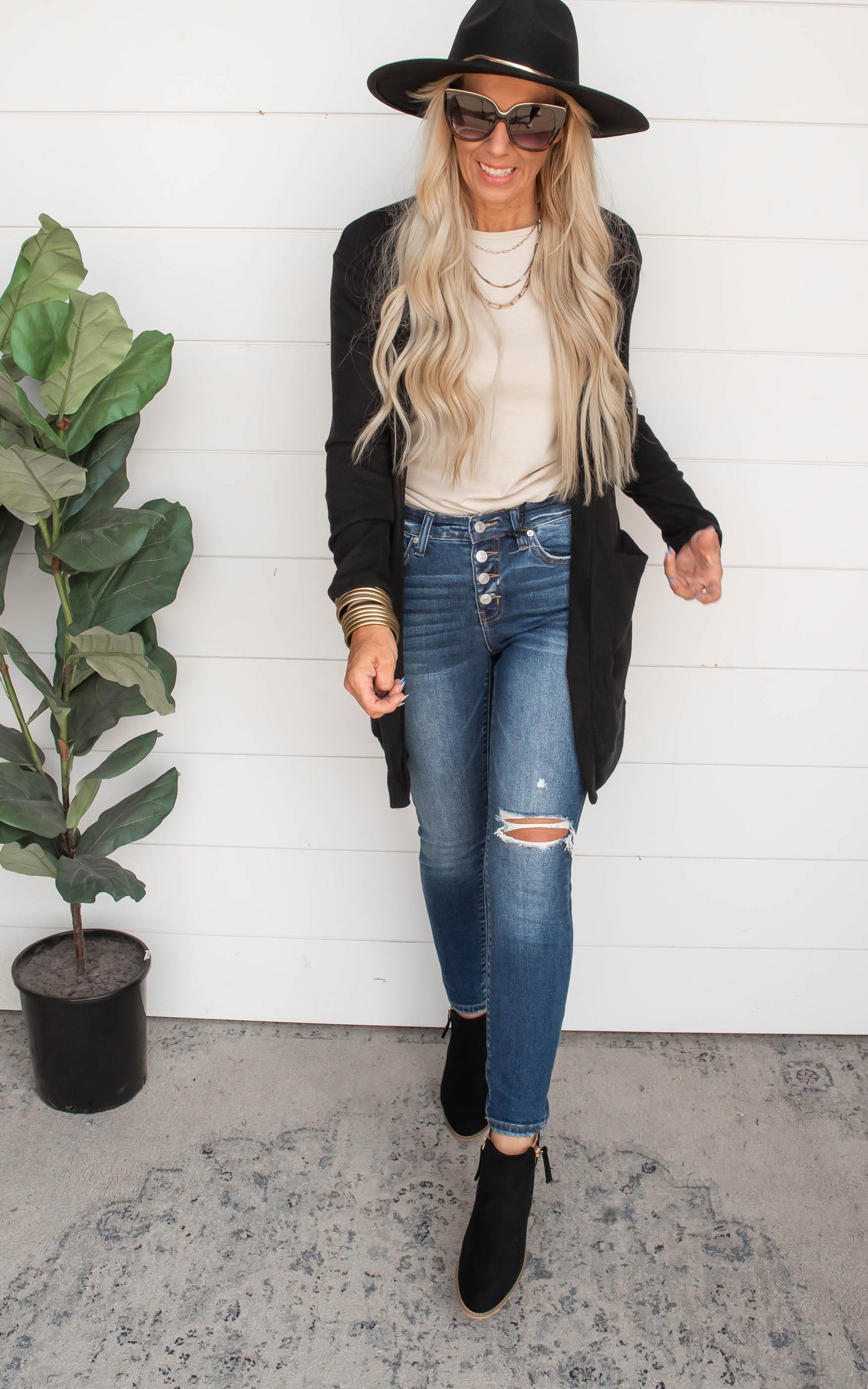 Black brushed knit cardigan 