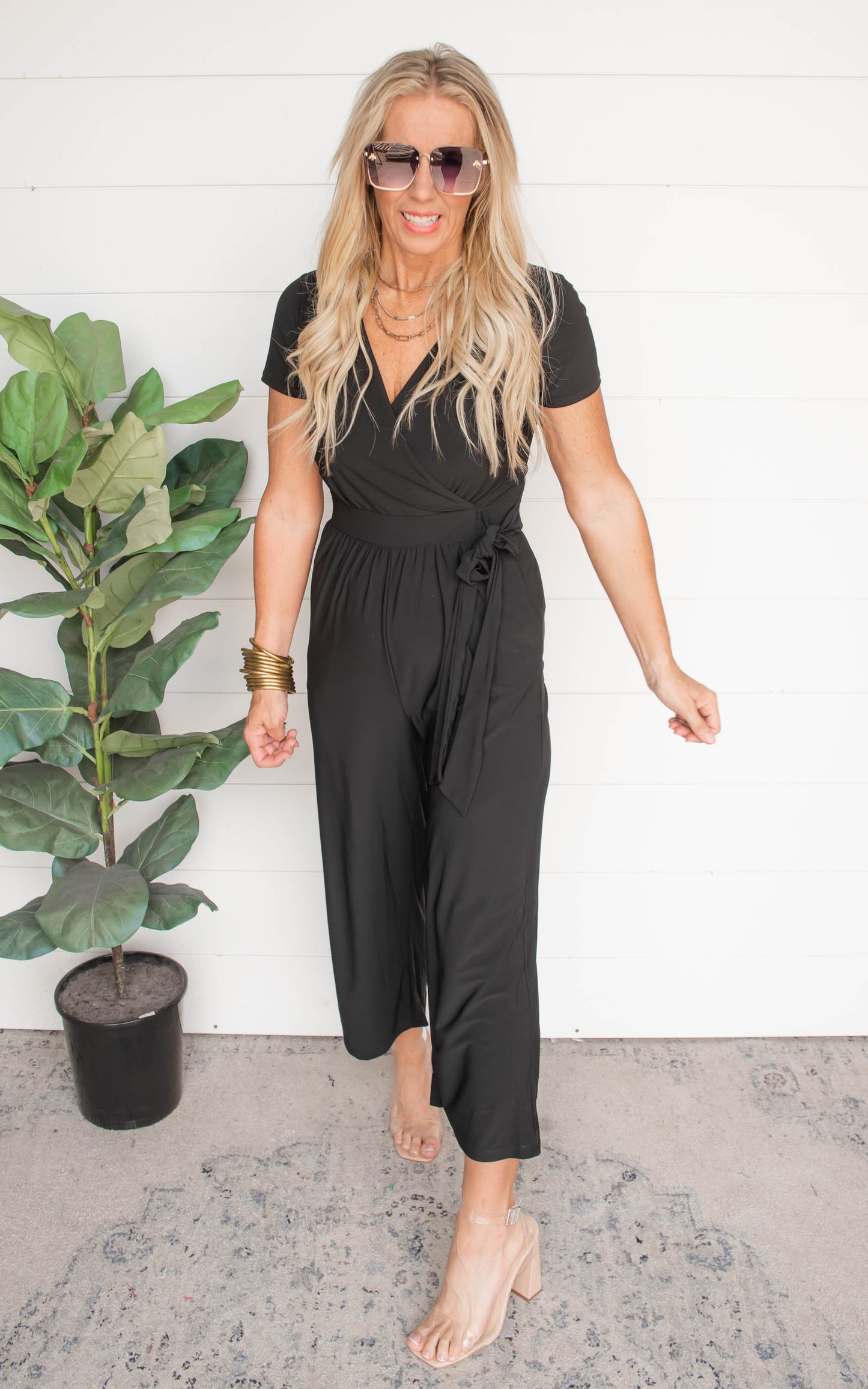 Surplice Cropped Jumpsuit 