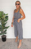 Black Ditsy Sleeveless Square Neck Cropped Jumpsuit