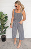 Black Ditsy Sleeveless Square Neck Cropped Jumpsuit - Final Sale