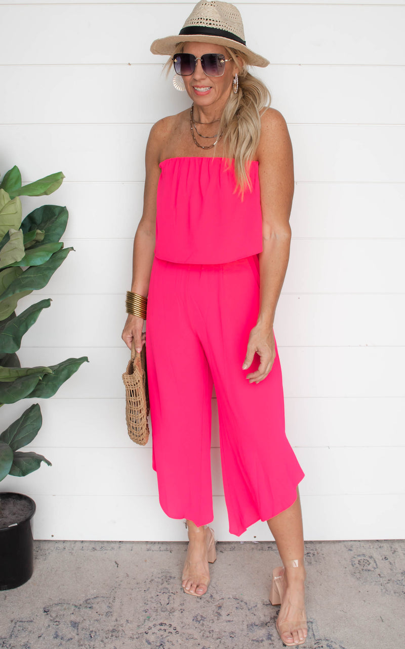 Ready for It Strapless Jumpsuit | Hot Pink