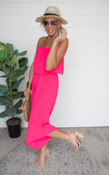 Strapless Jumpsuit | Hot Pink