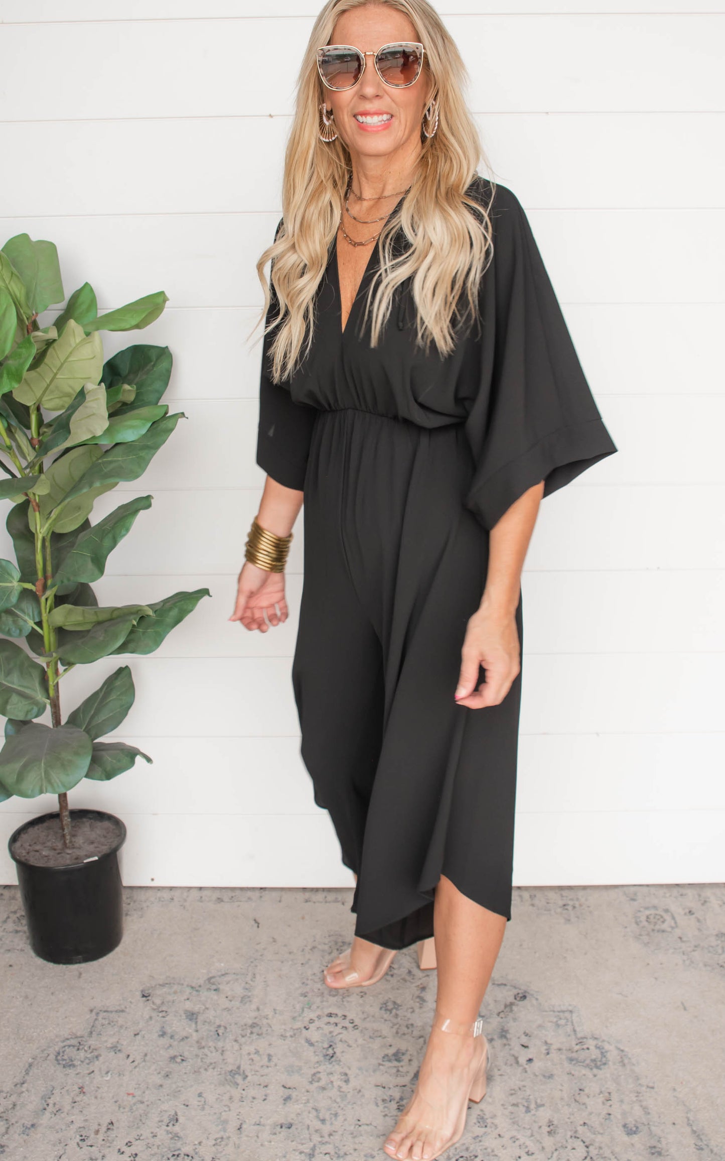 Nice to Meet You Kimono Jumpsuit | Black