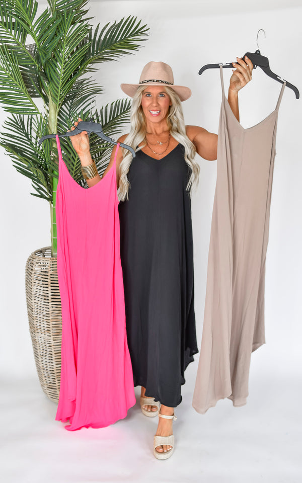 Woven Crinkle Cami Maxi Dress