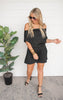 Oh Snap Off the Shoulder Black Mini Dress | White Birch