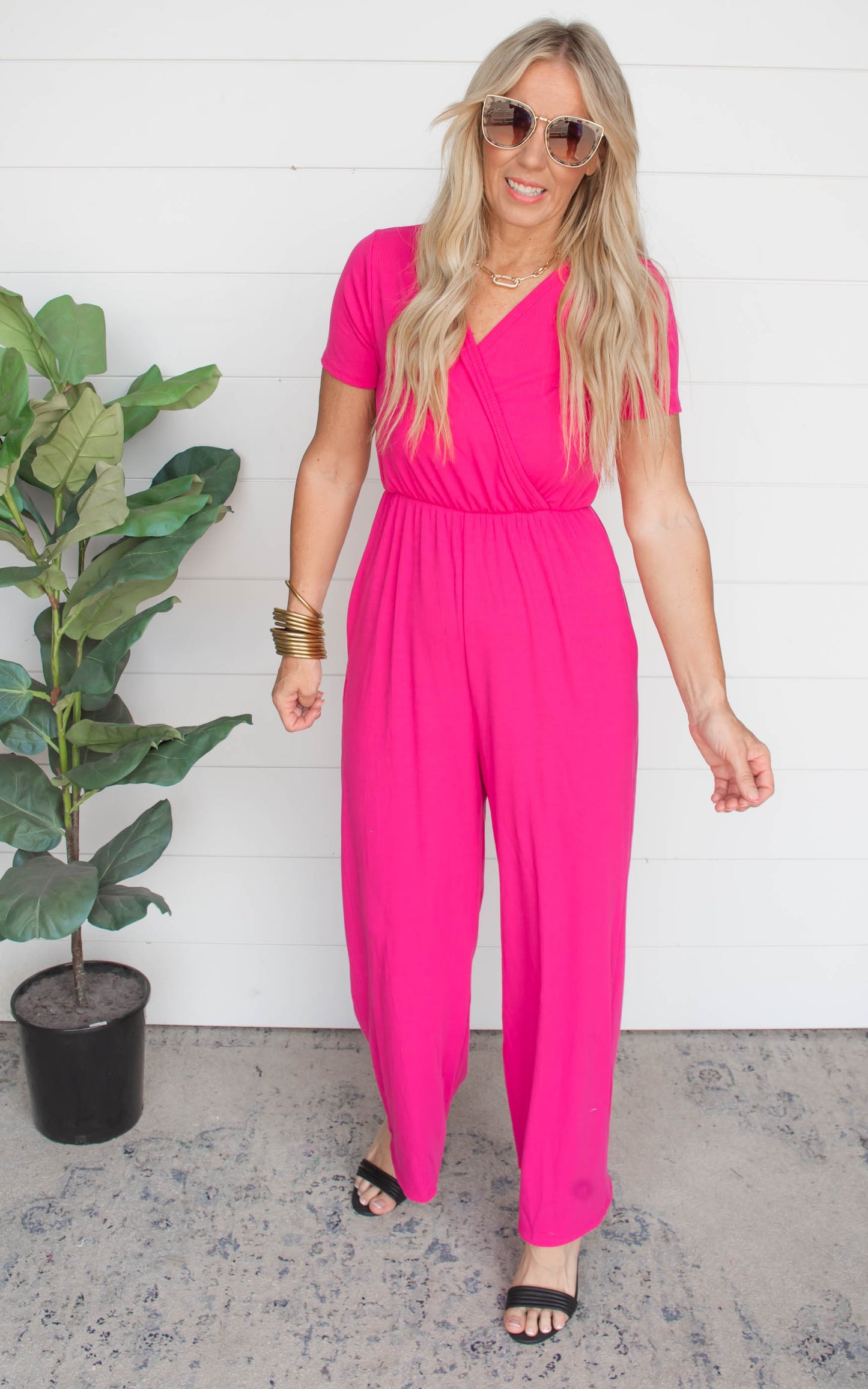 Love Yourself Fuchsia Jumpsuit | White Birch