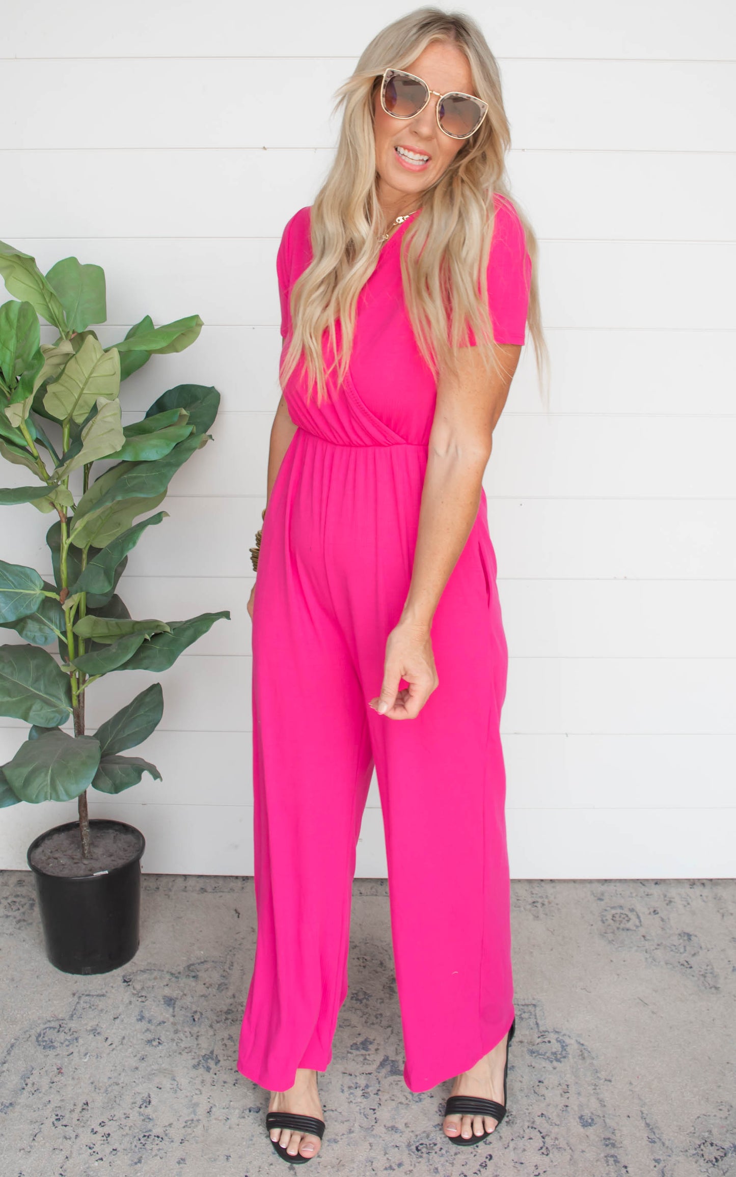 Love Yourself Fuchsia Jumpsuit | White Birch