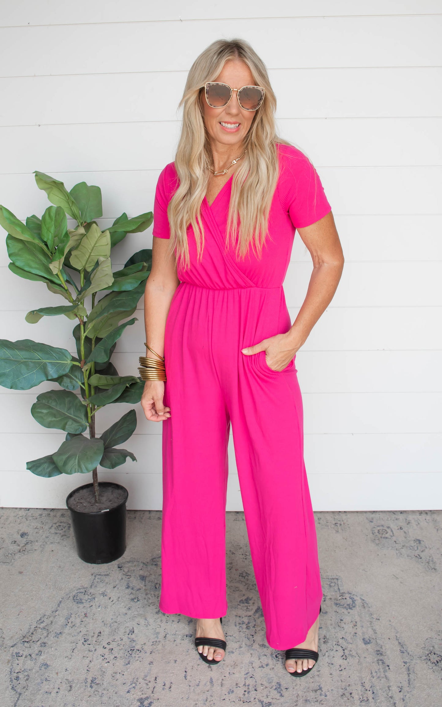 Love Yourself Fuchsia Jumpsuit | White Birch